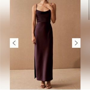 BHLDN Cali Satin Charmeuse Midi Dress (Eggplant)